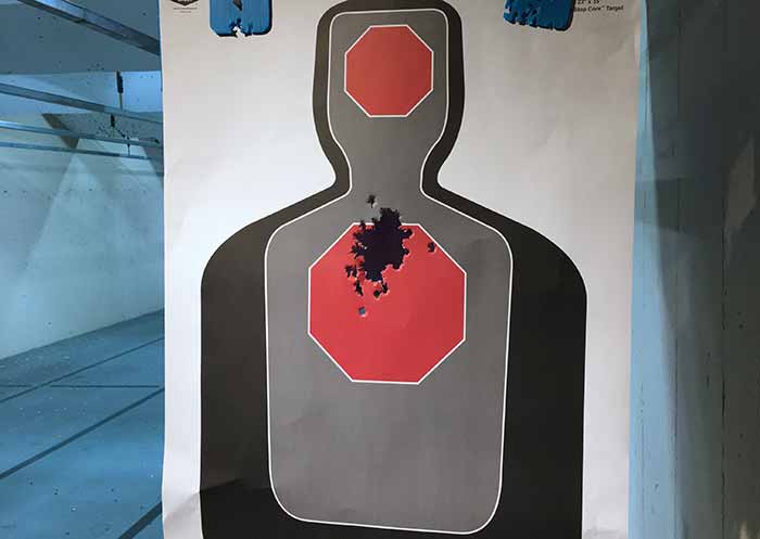 Rapid fire shooting from compact handguns proved the accuracy of the ammunition at 7, 15 and 25 yards.