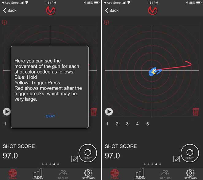 Mantis X2 Measures Movement of Dry Fire Shot