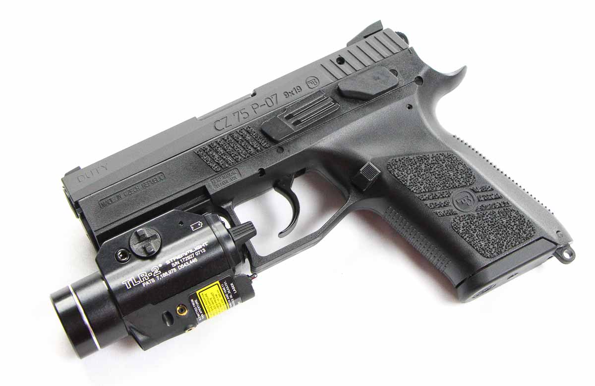 CZ-P07 with Streamlight weapon light mounted on rail