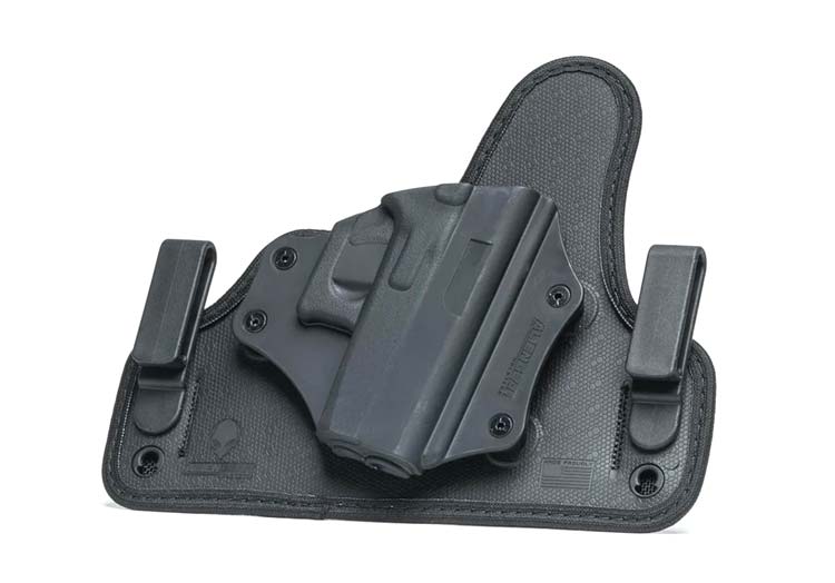 Shown here is the Alien Gear Cloak Tuck 3.5 IWB holster for Ruger-57 semi-automatic pistol. This inside the waistband holster is designed for discreet concealed carry of the Ruger firearm.