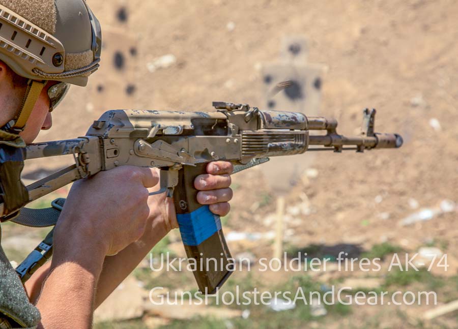 Ukrainian soldier fires AK-74