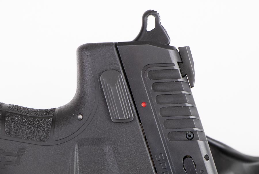 exposed hammer of the DA-SA XD-E pistol