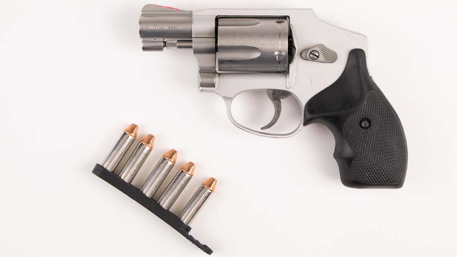 Smith and Wesson 642 for CCW with speed strip of 38 Special ammunition