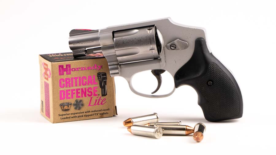 Smith and Wesson 642 stainless J-frame 5-shot revolver in 38 Special
