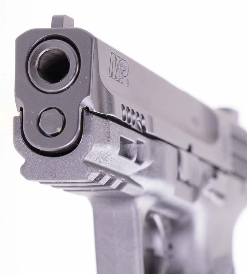 muzzle of the M&P 9 2.0 compact handgun chambered for 9x19mm Parabellum