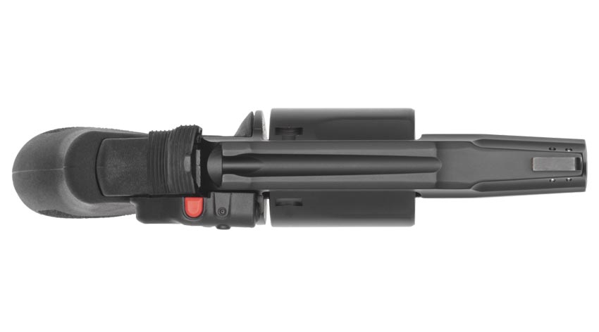 Smith & Wesson Bodyguard 38 2-0 overhead view showing bulk with Crimson Trace laser unit attached