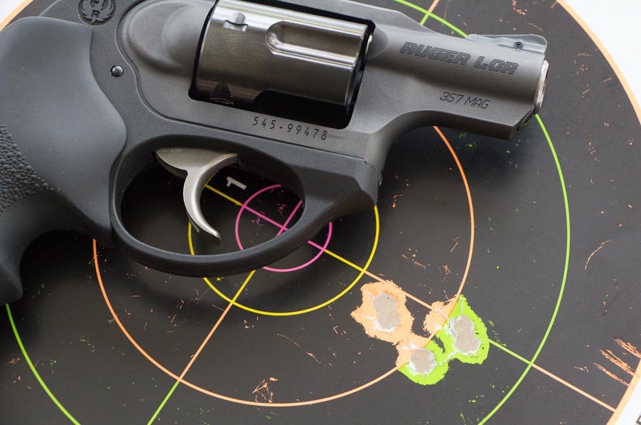 accuracy testing of Ruger LCR 357 Magnum on paper target