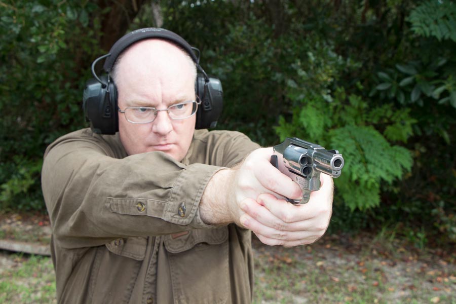 author testing the Smith Wesson 640 on the shooting range