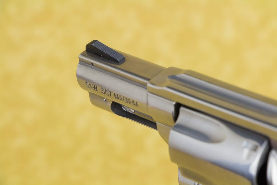 testing the serrated ramp front sight on the 640 revolver