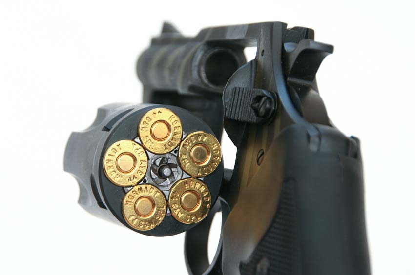 Charter Arms Bulldog loaded with 44 Special ammo in its cylinder