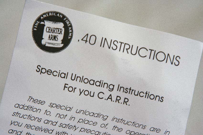 Charter Arms Rimless Revolver manual included with Pit Bull handgun