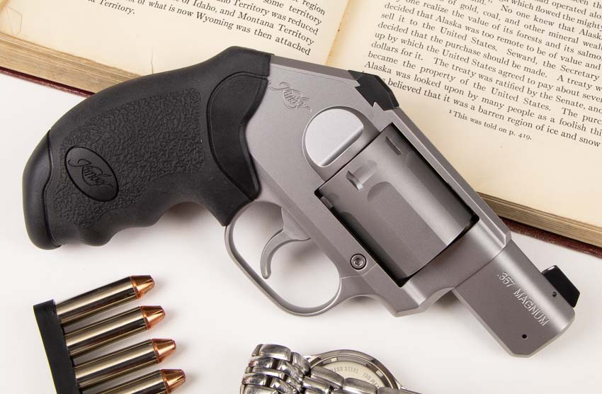 right side view of Kimber K6s wheel gun with Speed Strip of ammo