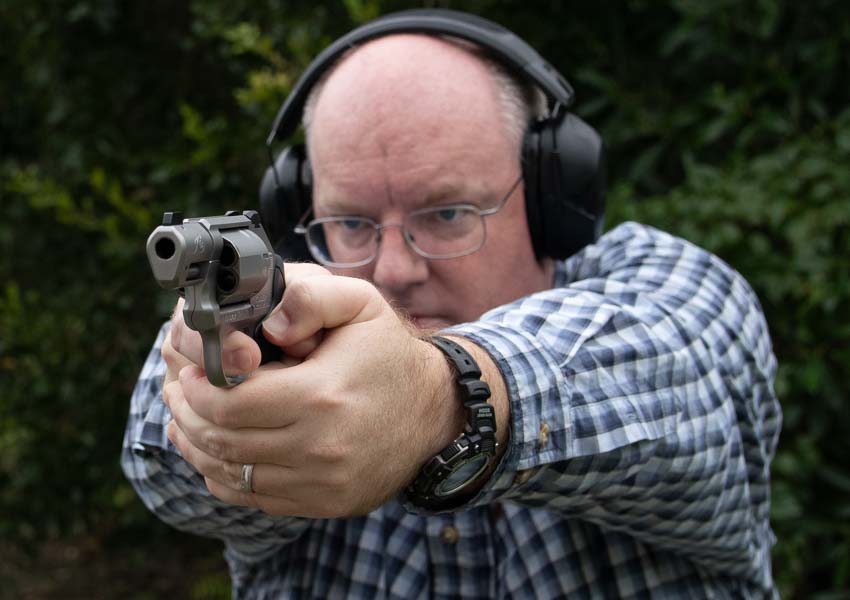 testing the Kimber K6s Control Core on the shooting range evaluating recoil and accuracy of the handgun